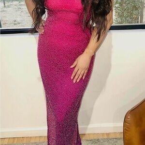 Hot Pink Embellished Maxi Dress